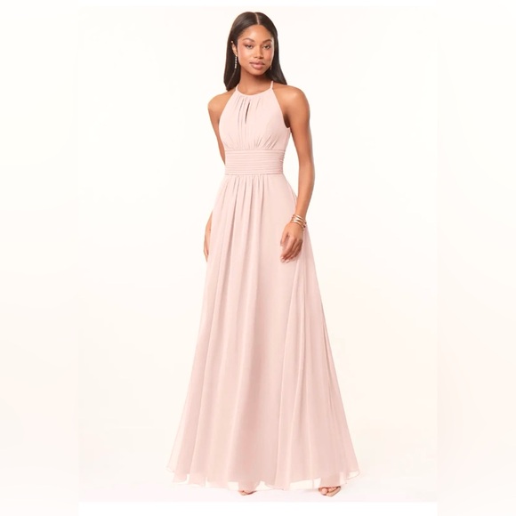 Azazie Dresses & Skirts - Azazie Bonnie Halter Dress Blushing Pink Size 8 - SEE DESCRIPTION